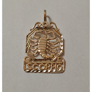 New 14k Yellow Gold Scorpio Astrological Zodiac Charm Pendant